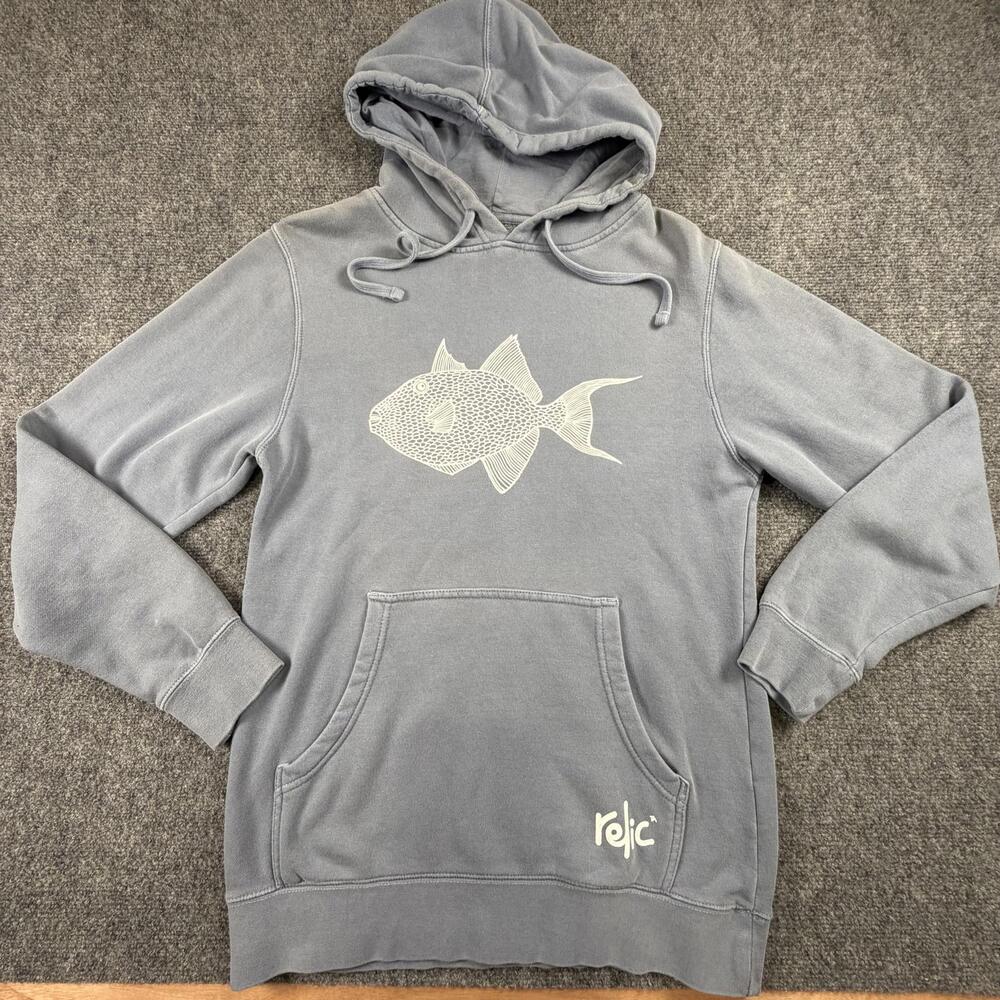 Relic Gray Hoodie with Fish Graphic Large #1010